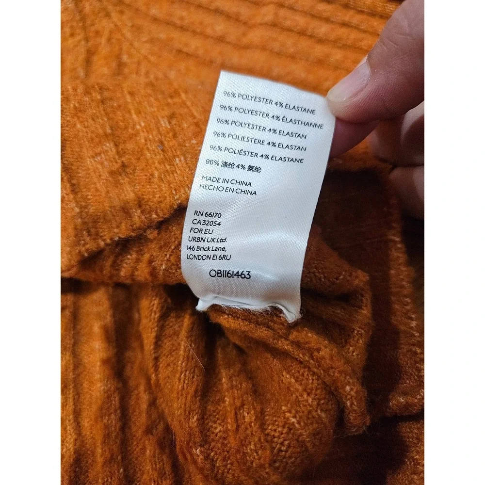 Urban Outfitters Burnt Orange Cropped Ribbed Button Cardigan Size Medium - Picture 4 of 8